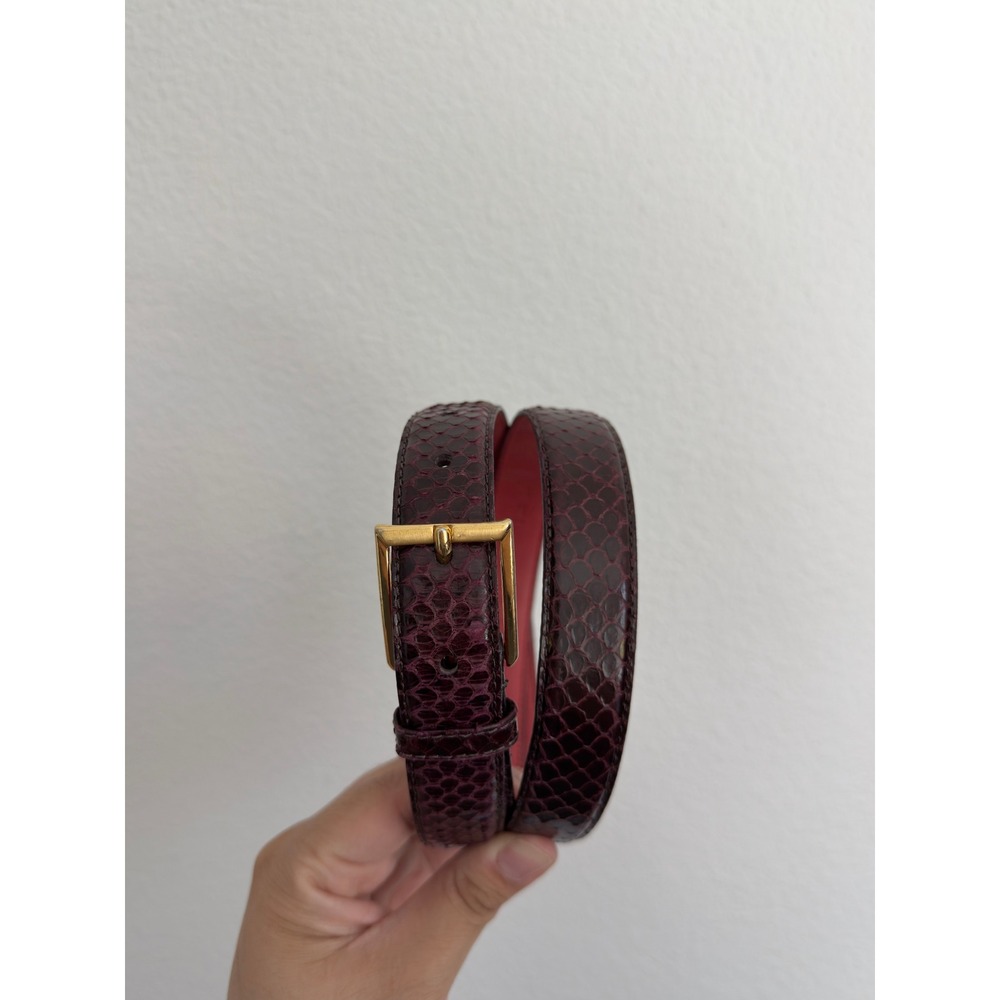 Austin Grey Belt 34 Burgundy Vintage Genuine Snakeskin Solid Brass Boho Classic